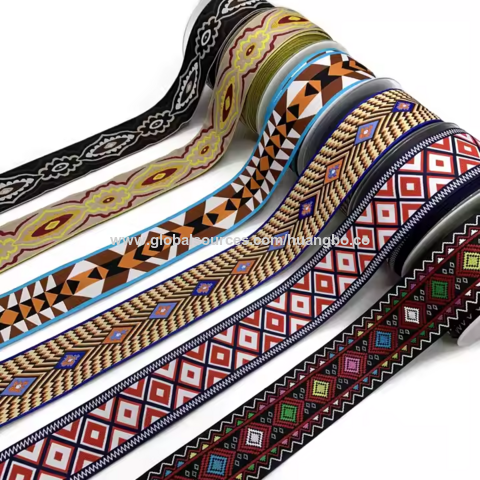 Fita Jacquard de Poliéster com Padrão Geométrico de Losangos de 5 cm, Nova, para Acessórios de Vestuário for sale at factory direct price