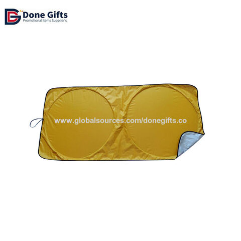 Pare-soleil Avant de Voiture avec Protection UV, Polyester Argenté, Double Cercle, Pare-brise Design Personnalisé