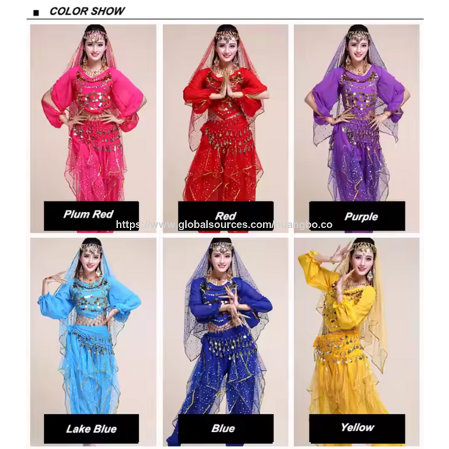 Großhandel Klassisches, rotierendes Pailletten-Hosen, indisches Bollywood-Gypsy-Tanzkostüm für Damenauftritte for sale at factory direct price