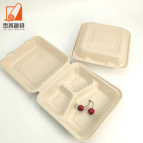 Eco Compostable Clamshell Take Away Food Container 3 Compartment ...