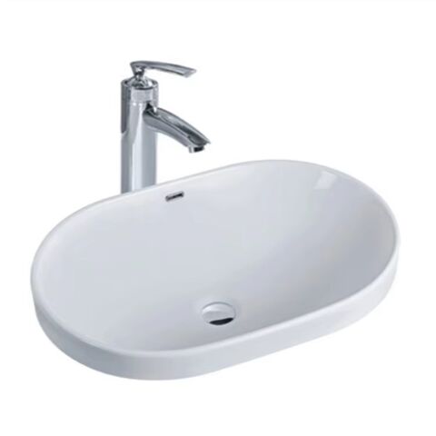Lavabo de Cerámica Sólida de Doble Capa para Montaje en Pared, Estilo Canaleta, Lavabos de Baño de Lujo for sale at factory direct price