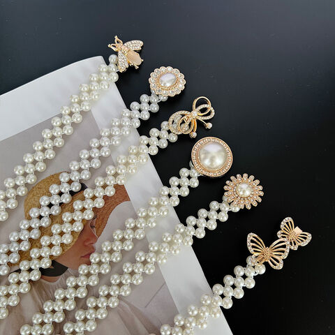 Ceinture coréenne pour femmes avec perles et jupe, assortiment de décorations vintage, chaîne de taille fine, accessoires pour chemisiers et pulls for sale at factory direct price