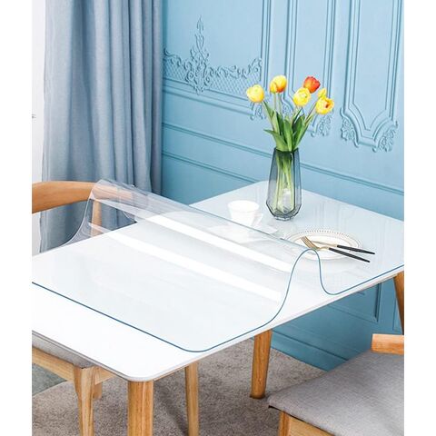 Wasserdichter Vinyl-Tischschutz für Küche, 1,5 mm Dicke, Transparente PVC-Tischdecke nach Maß