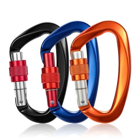 Klip Carabiner Pengunci Sekrup Kustom untuk Panjat Tebing dan Tempat Tidur Gantung, Kait Pengaman Aluminium for sale at factory direct price