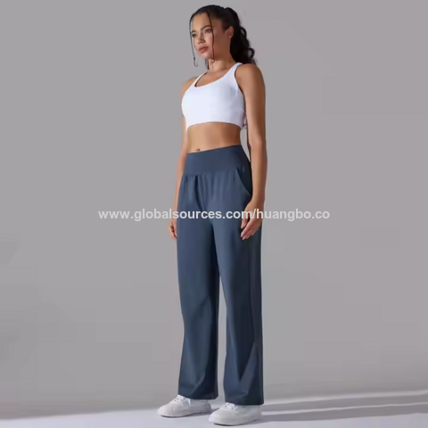 Women's Pants Trousers Full Length Sports Running Casual Loose High Waist Ladies Wide Leg Sweat Pants Women with Pocket for sale at factory direct price