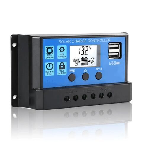 Controlador de Carga Solar MPPT Inteligente - Regulador de Bateria 12V/24V com Display LCD, Portas USB Duplas, Proteção contra Sobrecarga e Temperatura for sale at factory direct price