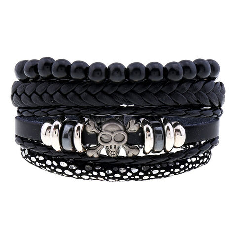 Wholesale Customized Multilayer Alloy Infinity Braided Leather Bracelet For Men Accessories - JX for sale at factory direct price