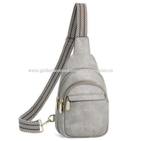 Kleine Sling Bag für Damen, Leder Crossbody Bags, Gürteltasche, Brusttasche für Reisen mit GEWEBE MIT GRS
