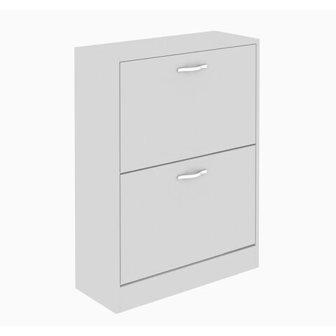Zapatero de 2 Cajones, Organizador de Almacenamiento de Zapatos, Mueble de Madera con Apertura Abatible, Color Blanco (Blanco)
