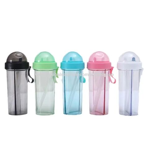 Garrafas de plástico com o melhor preço, 850ml, sem BPA, higiênicas, logotipo personalizado, coloridas, garrafa de água esportiva de plástico transparente com canudo for sale at factory direct price