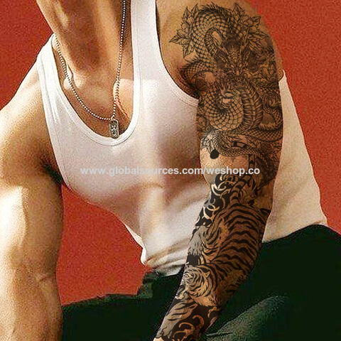Tatouages Temporaires Bras Entier, Très Grands Tatouages Corps Entier Faux Autocollants pour Adultes Hommes Femmes, 12 Feuilles, Manchon Imperméable for sale at factory direct price