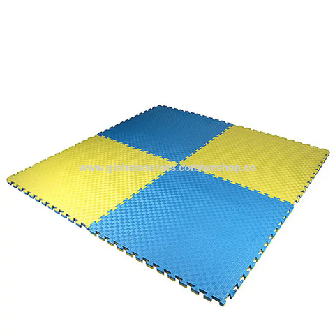 Tapetes de Exercício Azul e Amarelo, Tatame de Judo, Espuma para Artes Marciais, Puzzle EVA, Tatame de Taekwondo, Colchão Tatame 4cm for sale at factory direct price