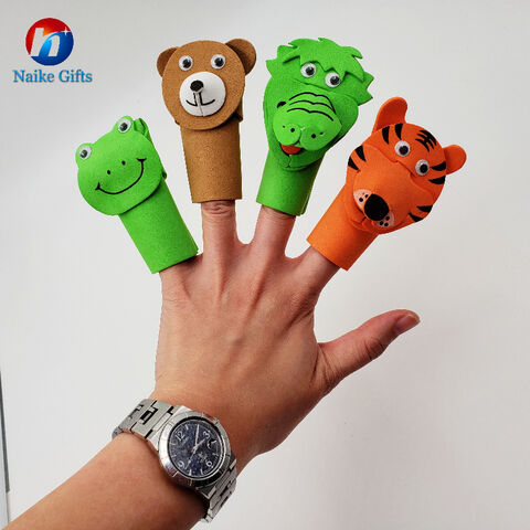 Títeres de dedo personalizados para cuentacuentos - Títeres de tela de terciopelo - 4 títeres de animales, familia de animales del zoológico