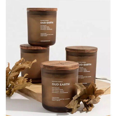 Vela em Pote de Vidro Nórdico com Tampa de Bambu Ecológica, Cor Personalizada Preto Branco Marrom Fosco, Vela Aromática com Pavio de Madeira for sale at factory direct price