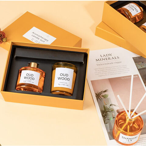 Coffret cadeau de luxe pour la maison : bougie parfumée d'aromathérapie et diffuseur à roseaux pour l'ambiance for sale at factory direct price