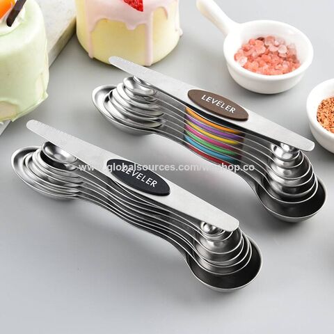 Reislöffel Magnetische Messlöffel Set mit starken N45 Magneten Edelstahl Löffel BPA Frei Multicolor Set von 7 8 9 mit Abstreifer