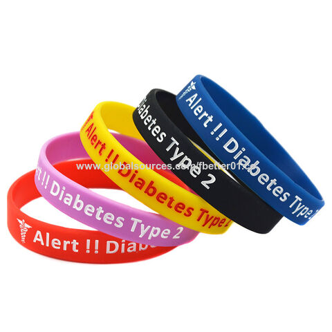 Factory Price Alert! Gestational Diabetes Mellitus Medical Warning Slogan Custom Silicone Wristband for sale at factory direct price