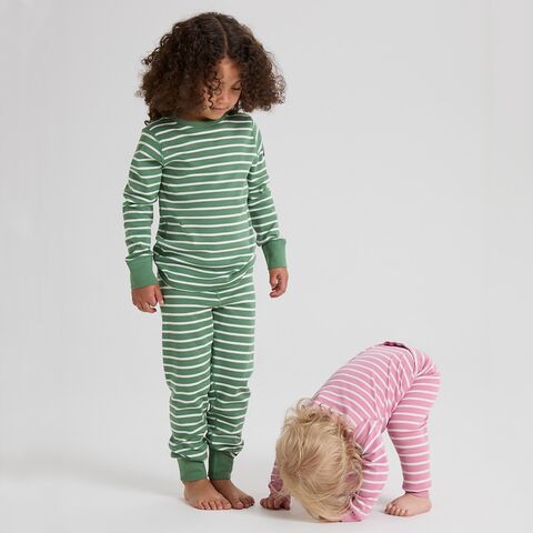 Conjunto de manga comprida infantil, algodão orgânico, conjunto listrado para bebês, conjunto de duas peças de calças e camiseta infantil, conjuntos de roupas para meninos for sale at factory direct price