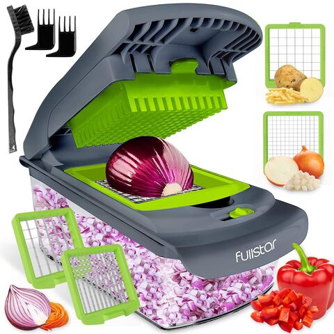 Hachoir à Légumes GU - Hachoir Alimentaire - Hachoir à Oignon - Trancheuse de Légumes Accessoires de Cuisine (4 en 1, Vert)