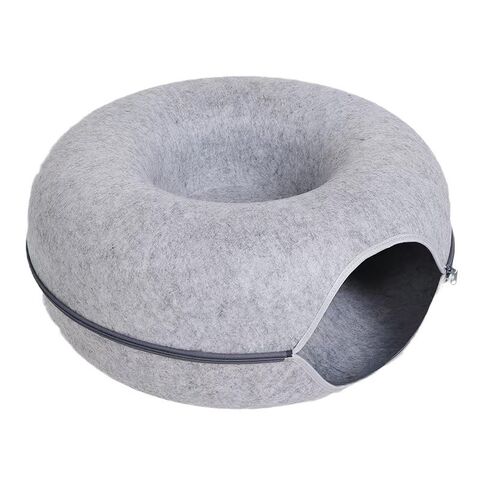 Ninho para Gatos Semifechado em Feltro Durável com Túnel - Cama Resistente para Gatos com Design de Túnel