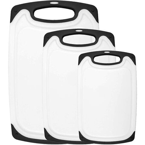 Tábuas de Corte GU para Cozinha, Sem BPA, com Alças Antiderrapantes, Reversíveis, Conjunto de Tábuas de Corte Grandes, Pacote de 3, Preto