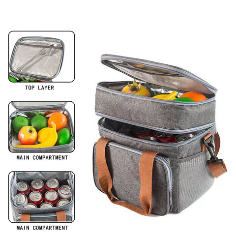 Doppelt isolierte, tragbare Crossbody-Lunchtasche für Outdoor-Picknicks mit isolierter Kühltasche