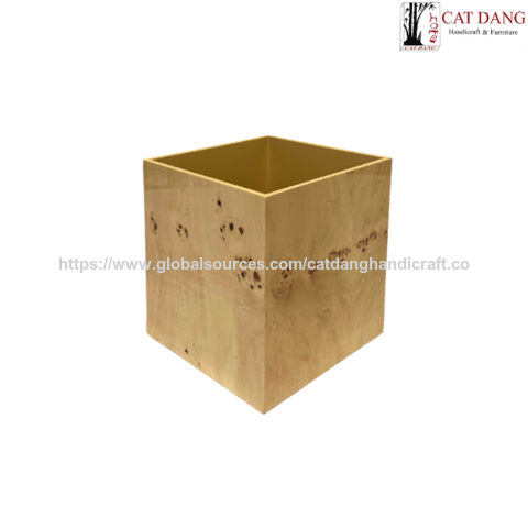 Fabricante do Vietname Preço de Atacado Personalizável Lixeira Retangular de MDF Folheada para Banheiro com Acabamento Brilhante OEM ODM
