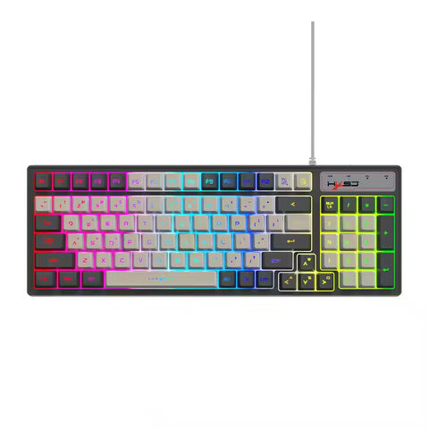 Keyboard Kantor Pemasok, Keyboard Gaming Berkabel 96 Tombol, Lampu Latar RGB, Cetakan Injeksi Dua Warna, Keyboard Gaming Abu-abu dan Putih for sale at factory direct price