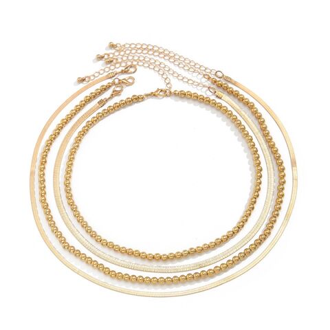 Collar de Clavícula Metálico Geométrico con Cuentas Estilo Hip Hop Transfronterizo