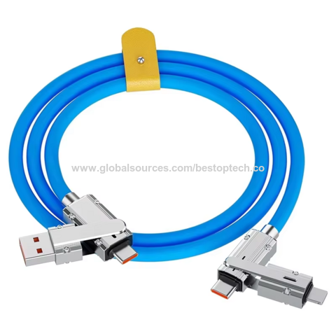Heißer Verkauf Neues Design Zinklegierung 6A 120W Schnellladekabel 4 in 1 Silikon 180° Drehung PD Datenkabel for sale at factory direct price