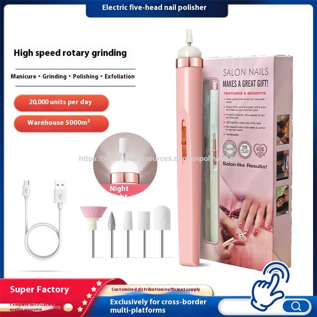 Mini Pulidora Eléctrica Profesional para Uñas, Lima de Uñas, Juego de Brocas de Pulido, Suministros para Uñas para Uso Doméstico y en Salones de Belleza