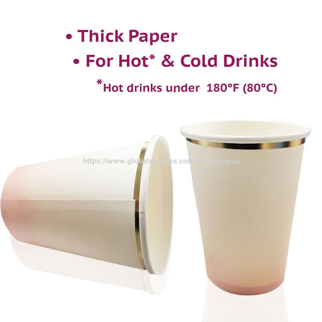 Copos de Papel Descartáveis de 300ml com Estampa em Folha Quente e Cores Gradientes para Bebidas Quentes e Frias, Ideais para Escritório, Casa, Festas e Casamentos