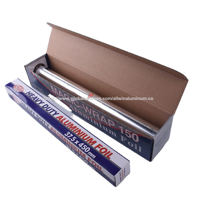 Papier d'aluminium de cuisine personnalisable 45cm x 37.5m, rouleau de papier d'aluminium argenté, matériau recyclable 8011-O