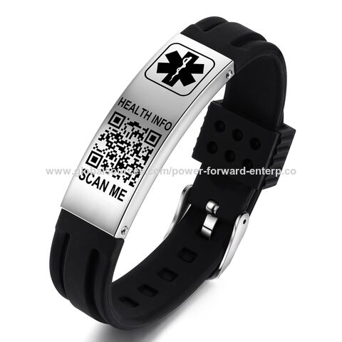 Medical Alert ID Bracelet for Sports Travel - Silicone Waterproof Wrist Space Customized Emergency Medical ID Alert Information for sale at factory direct price