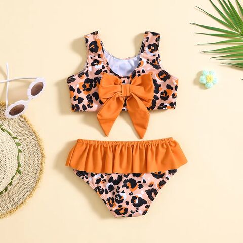 Traje de Baño Personalizado para Bebé, Niñas y Niños, Bañador Personalizado para Bebé, Traje de Baño para Niñas Pequeñas, Bikini Infantil con Estampado de Leopardo en Bolsa OPP