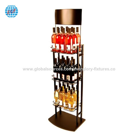 Großhandel Spirituosen Display Pop Supermarkt Freistehendes Metall Weinbodenregal for sale at factory direct price