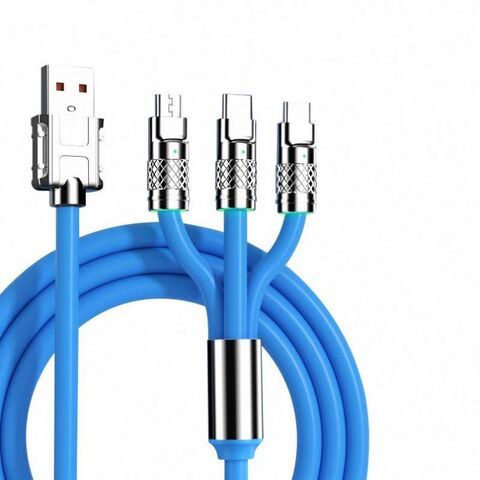 Nouveau Câble de Charge Rapide 3 en 1 en Silicone Liquide 120W USB A vers C 8 broches en Alliage de Zinc Câble de Données UCB04 for sale at factory direct price