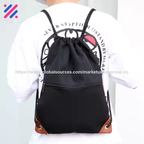 Sac à cordon en toile avec logo personnalisé imprimé, couleur et taille personnalisées, sac à chaussures en nylon avec logo personnalisé, sac de plage personnalisé. for sale at factory direct price