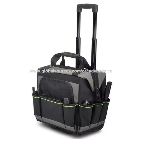 Mala de Ferramentas com Rodas Reforçada para Serviço Pesado com Múltiplos Compartimentos, Base Reforçada e Tecido Oxford 1680D Resistente às Intempéries. Fabricação OEM ODM personalizada.