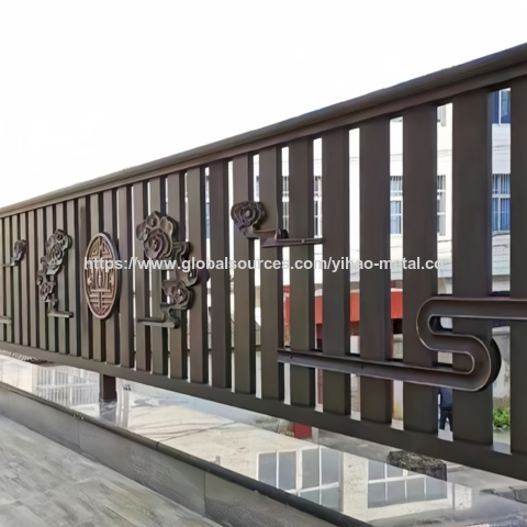Valla de aleación de aluminio, valla de patio de estilo chino moderno, valla de privacidad para patio de villa, valla de malla para exteriores