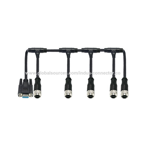 Conectores de cable M12, código A, hembra, 5 pines, aleación de níquel, D-sub macho, IP67, conector de panel impermeable para aplicaciones electrónicas for sale at factory direct price