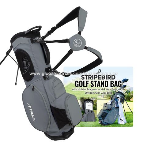 Bolsa de golf con soporte, cubo magnético, divisores de 4 vías de longitud completa, correas dobles ajustables, soporte Flexfit ligero y giratorio para palos
