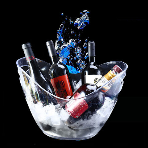 Precio preferencial Logo personalizado para fiestas Cubo de hielo de plástico transparente de gran capacidad para cerveza y champán