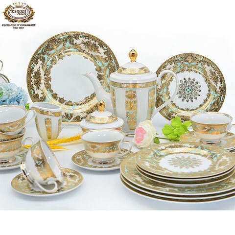 Chinaware Tea Set 24pcs Luxury Porcelain Elegant Bone China Royal Style Coffee Tea Cup ...