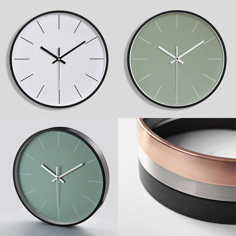 Reloj de pared moderno de metal de aluminio con esfera impresa personalizada, reloj de cuarzo redondo decorativo