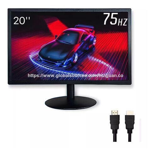 Monitor LED de 20 pulgadas, 75 Hz, para PC, modelo nuevo y barato, para oficina o gaming, color blanco y negro, pantalla plana, SKD CBU SLIM