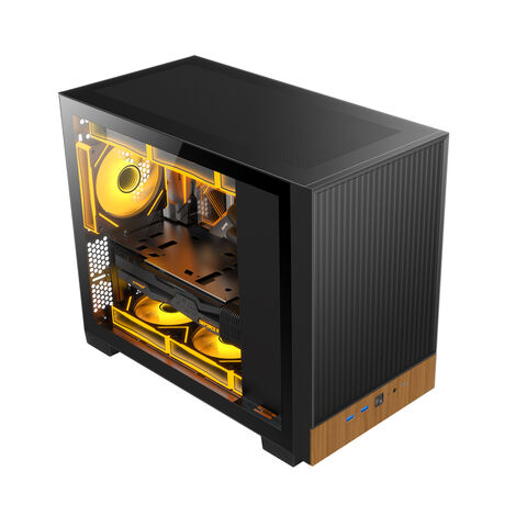 Ruix Matrix Black Fashion Wooden Pc Case Mid Size Tempered Glass ...