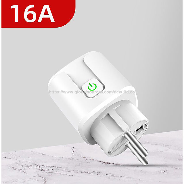 Adaptador Inteligente Tomada WiFi 16A 220V Controle Remoto APP Graffiti Comando de Voz Temporizador Plugue Inteligente Padrão Europeu