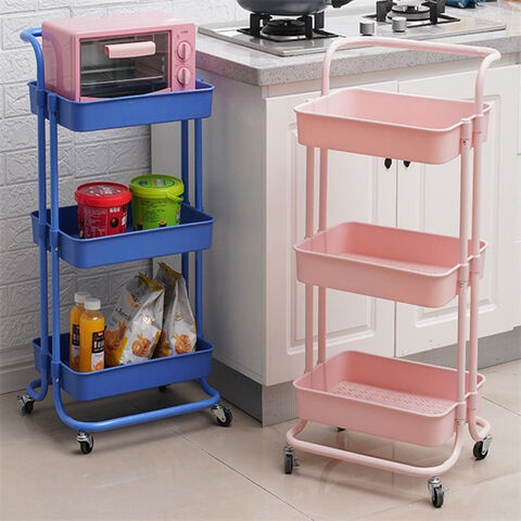 Handle Organizer Adjustable Storage Rack Trolley Rolling Cart Storage ...