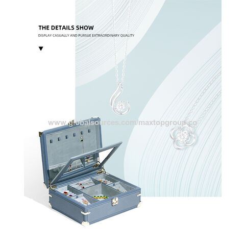 Forte Dreistöckiger großer Schmuckaufbewahrungskoffer Display Reise Ringbox Mode PU Leder Schmuckkasten Organizer mit Schloss for sale at factory direct price